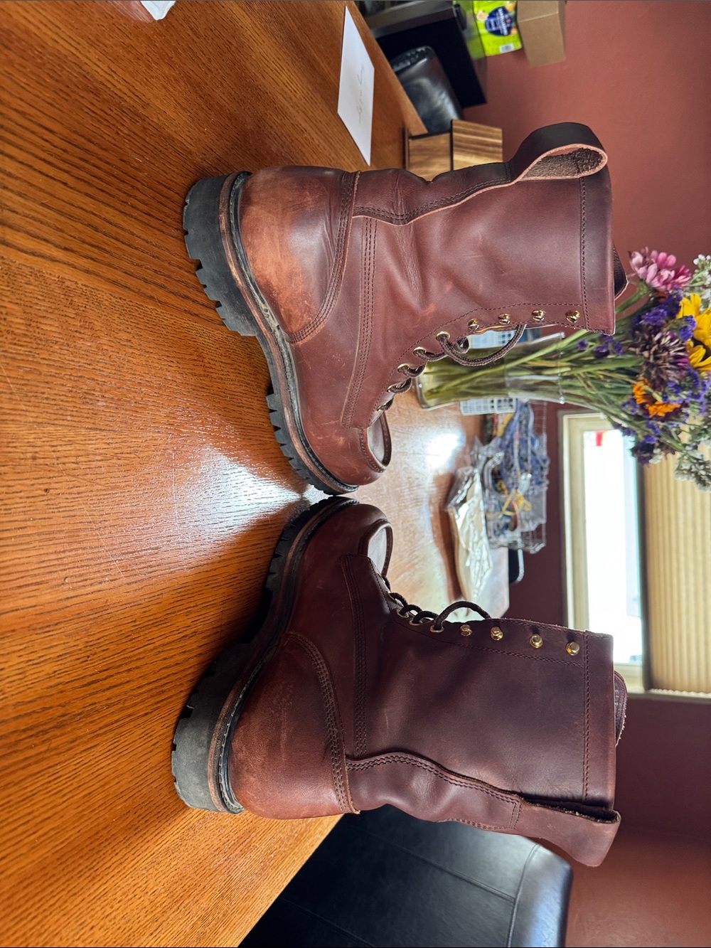 Filson Men's Dark Brown Leather Moc-Toe Lace-Up Boots - Picture 7 of 7